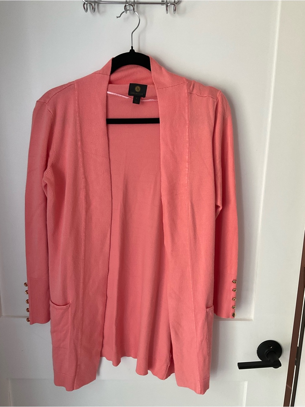 JM Collection Open-Front Salmon Peach Women’s Cardigan Sweater